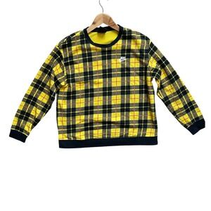 Nike Plaid Crewneck Sweatshirt Yellow Black Red Size L